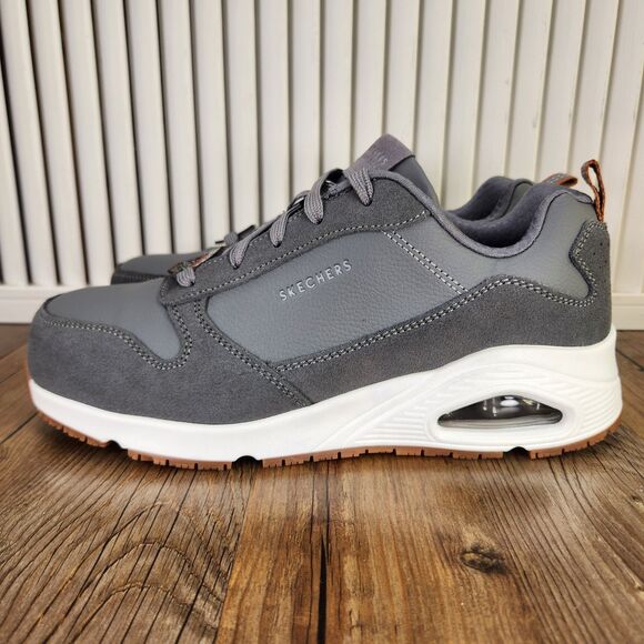 Skechers Luna Uno SR Alloy Toe Womens Size 8 Wide Gray Slip Resistant Work Shoes - Picture 3 of 9